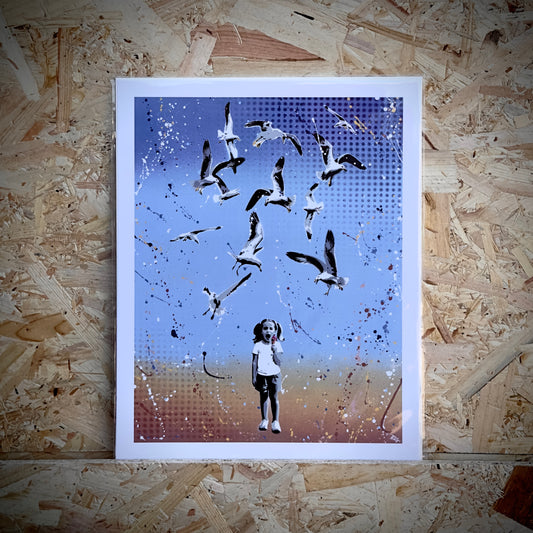 'Under Attack' A3 medium print (Beach scene)